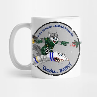 F-14 Tomcat - AIM-54 Phoenix Gotcha... BABY! - Grey Grunge Style Mug